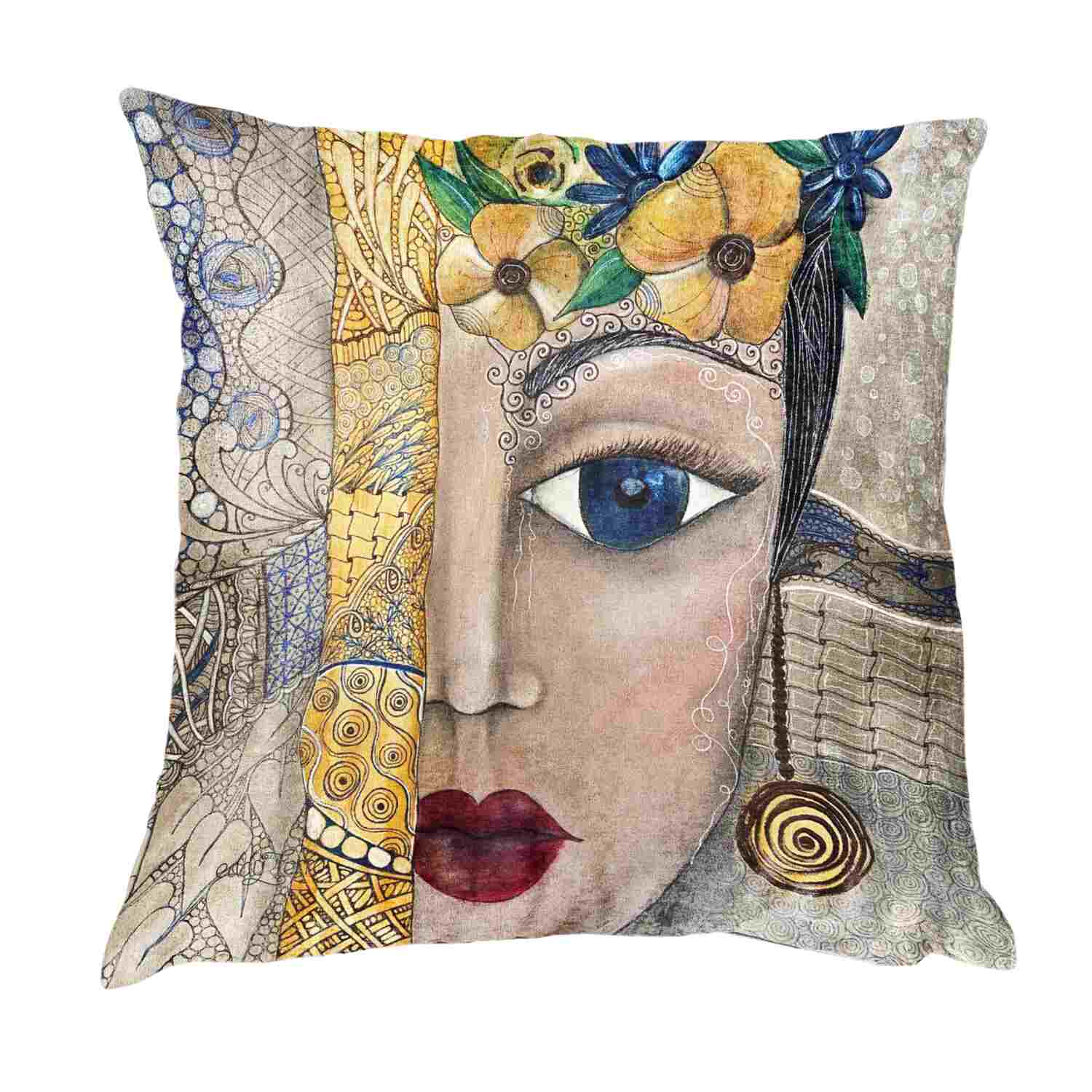eddy-ferro-mexican-girl-scatter-cushion-handpainted-decor-south-africa decorative pillows cape town Johannesburg scatter cushion johannesburg