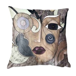 eddy-ferro-the-little-sister-scatter-cushion-handpainted-velvet-home-decor-south-africa colourful decorative pillows